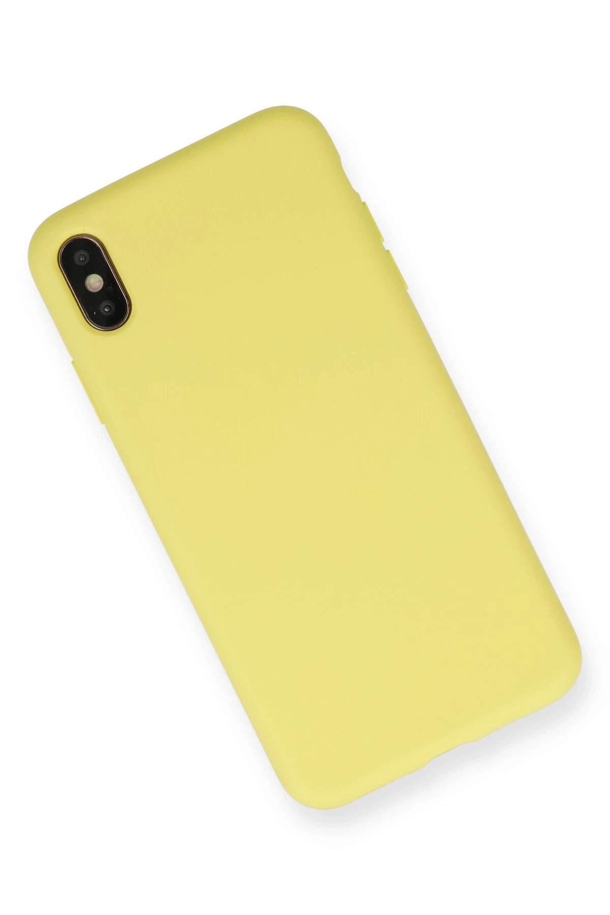 Newface iPhone XS Max Kılıf Nano içi Kadife Silikon - Mat Sarı