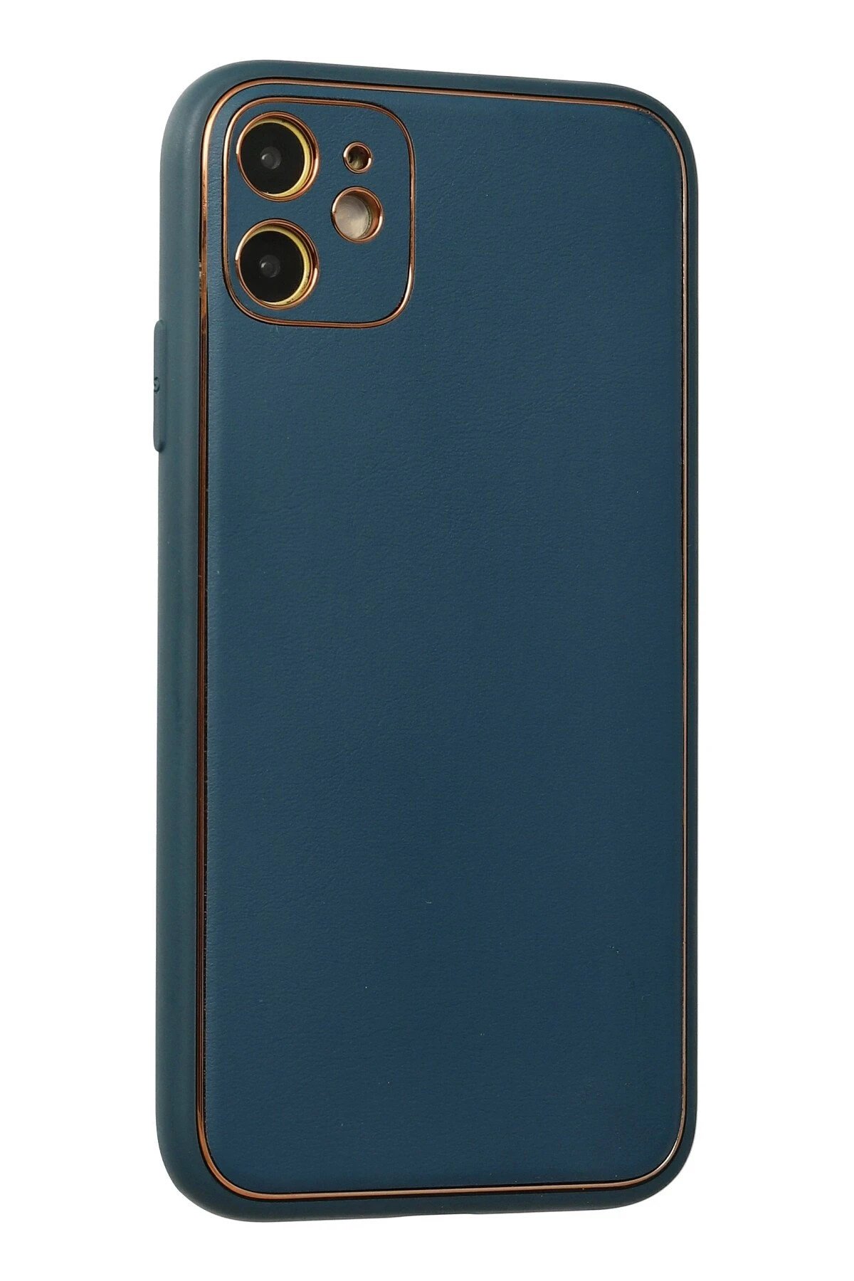 Newface iPhone 12 Kılıf Coco Deri Silikon Kapak - Mavi