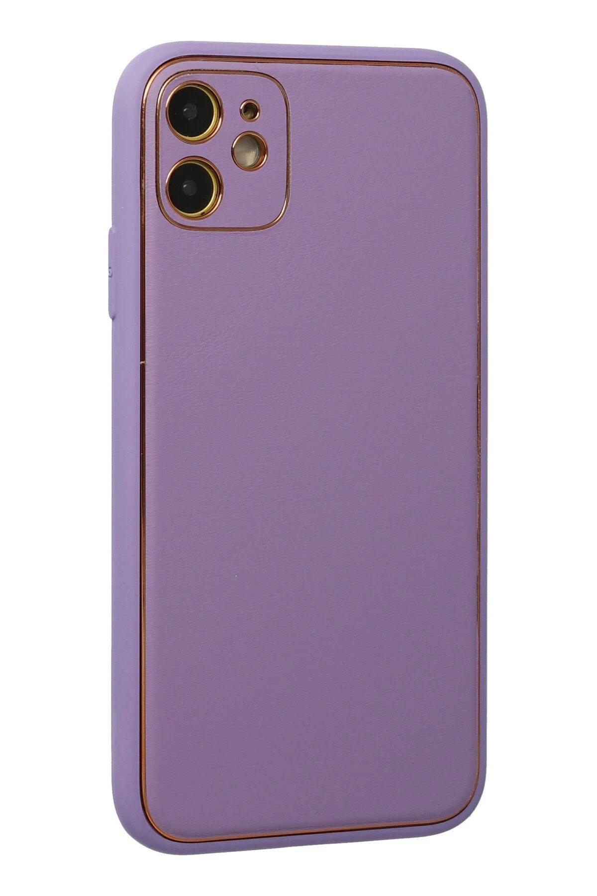 Newface iPhone 12 Kılıf Coco Deri Silikon Kapak - Lila