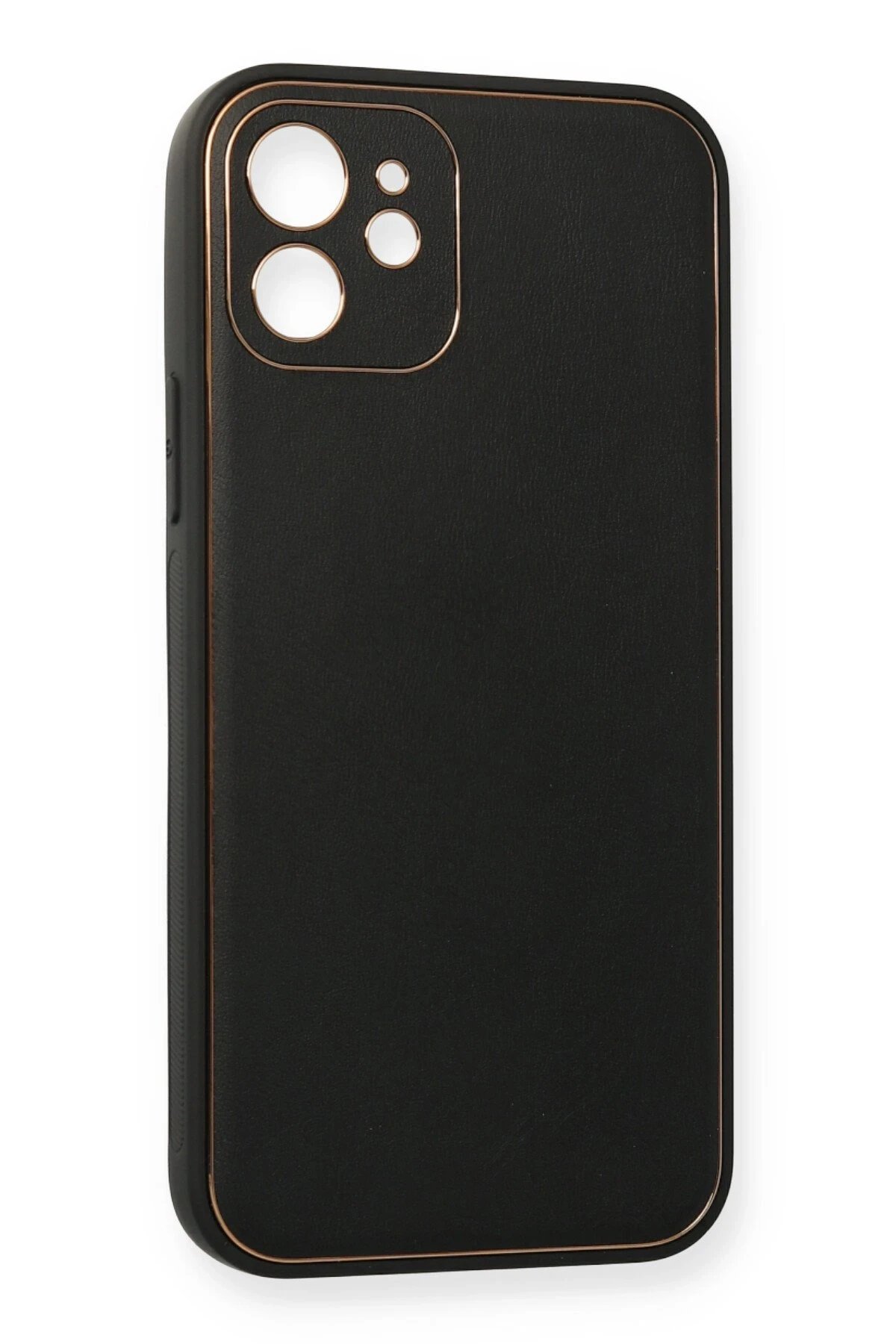 Newface iPhone 12 Mini Kılıf Coco Deri Silikon Kapak - Siyah