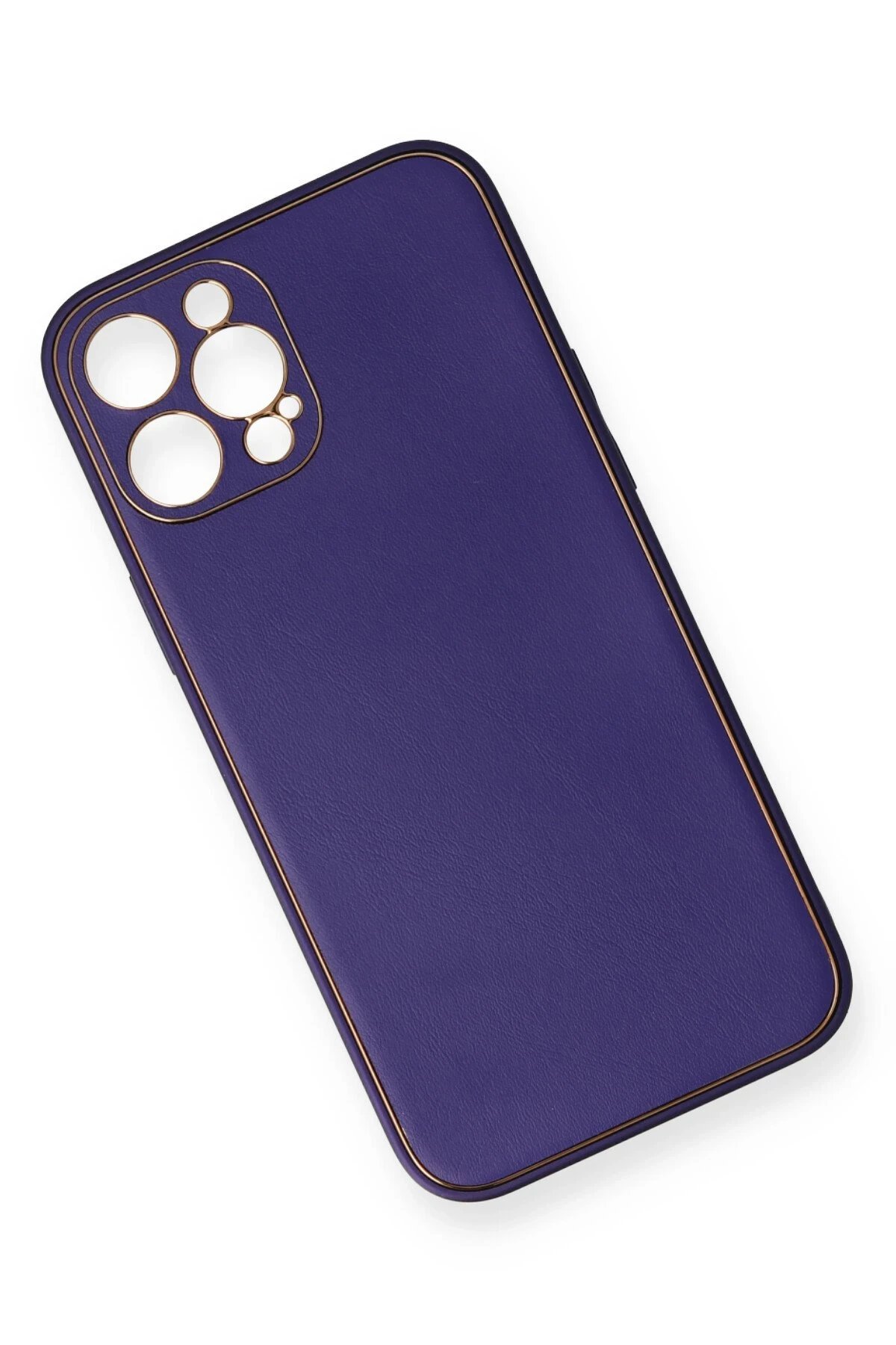 Newface iPhone 12 Pro Kılıf Coco Deri Silikon Kapak - Mor