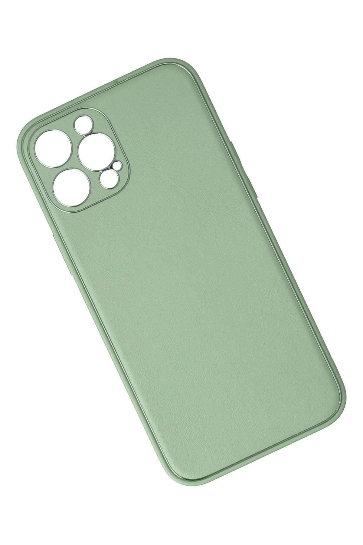 Newface iPhone 12 Pro Kılıf Coco Deri Silikon Kapak - Açık Yeşil