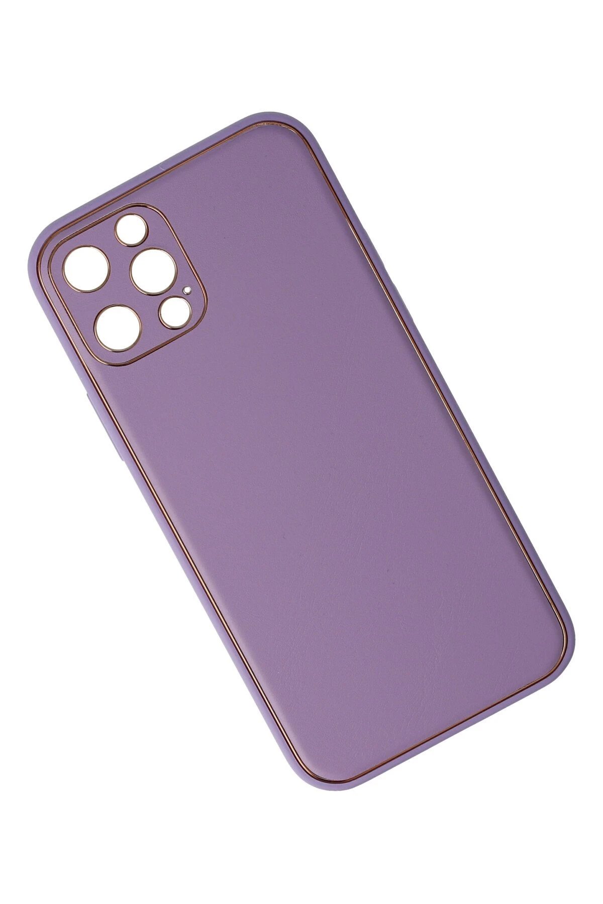 Newface iPhone 12 Pro Kılıf Coco Deri Silikon Kapak - Lila