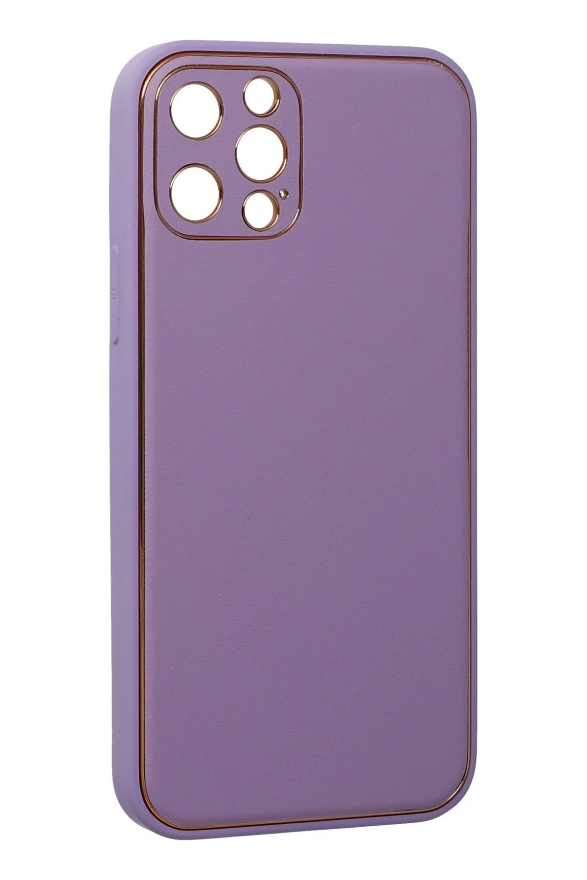 Newface iPhone 12 Pro Kılıf Coco Deri Silikon Kapak - Lila