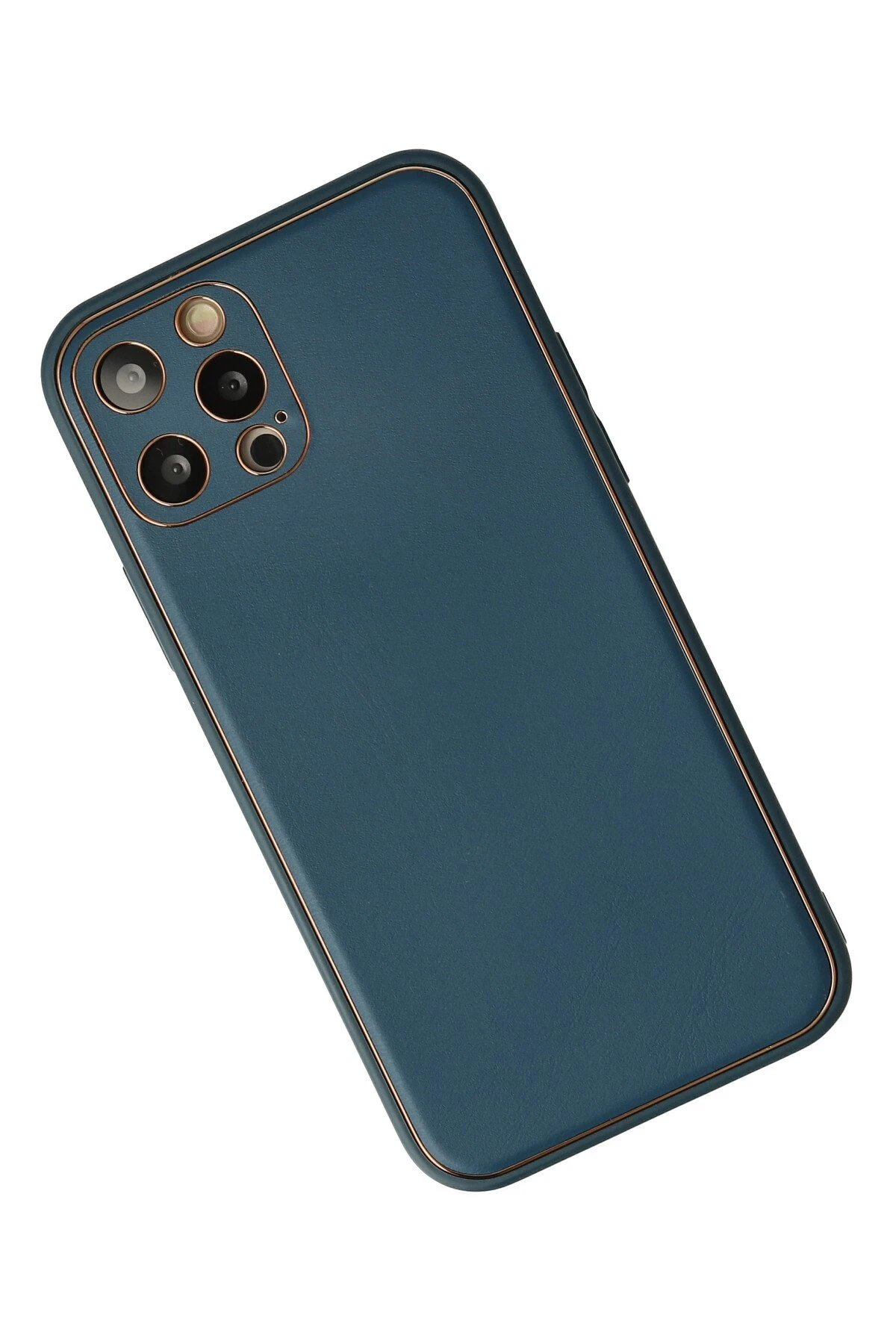 Newface iPhone 12 Pro Max Kılıf Coco Deri Silikon Kapak - Mavi