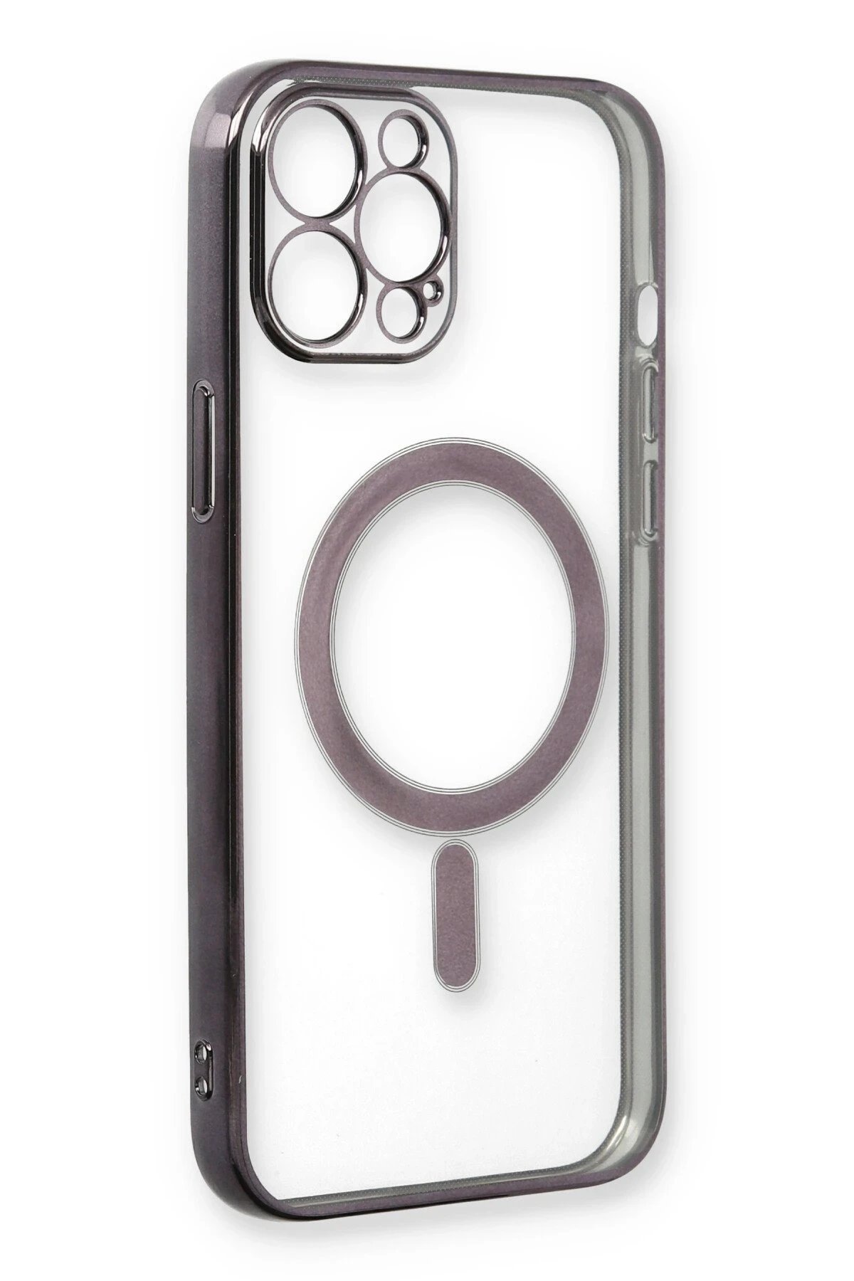 Newface iPhone 12 Pro Max Kılıf Magneticsafe Lazer Silikon - Siyah