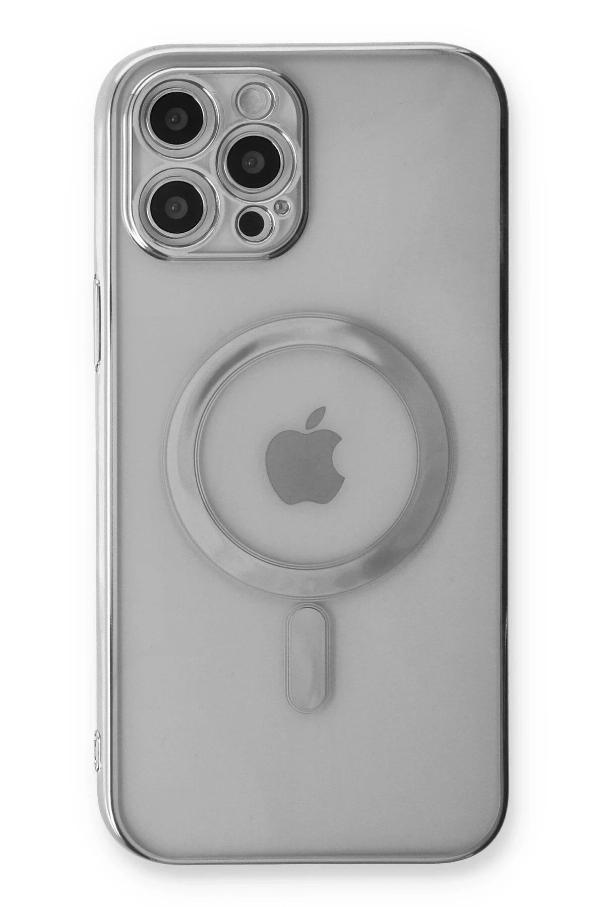 Newface iPhone 12 Pro Max Kılıf Magneticsafe Lazer Silikon - Gümüş