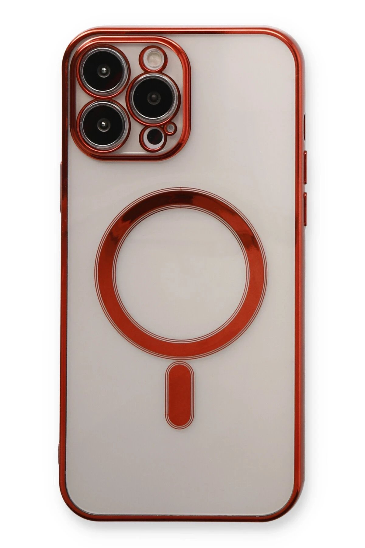 Newface iPhone 13 Pro Max Kılıf Magneticsafe Lazer Silikon - Kırmızı