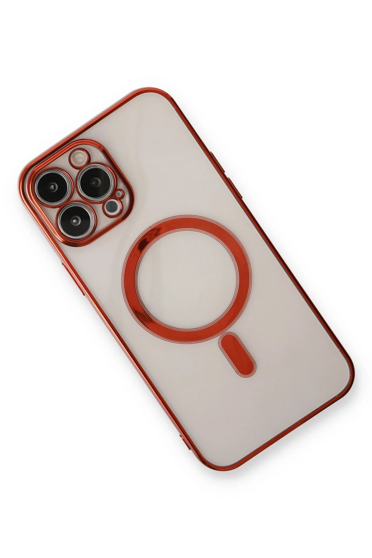 Newface iPhone 13 Pro Max Kılıf Magneticsafe Lazer Silikon - Kırmızı