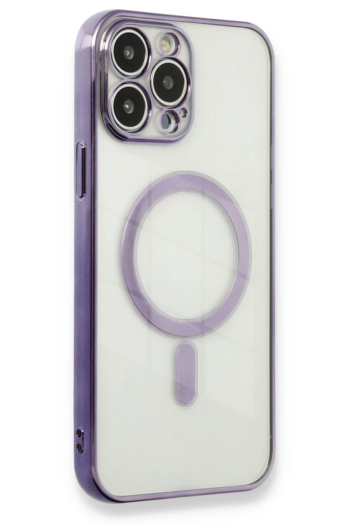 Newface iPhone 13 Pro Max Kılıf Magneticsafe Lazer Silikon - Mor