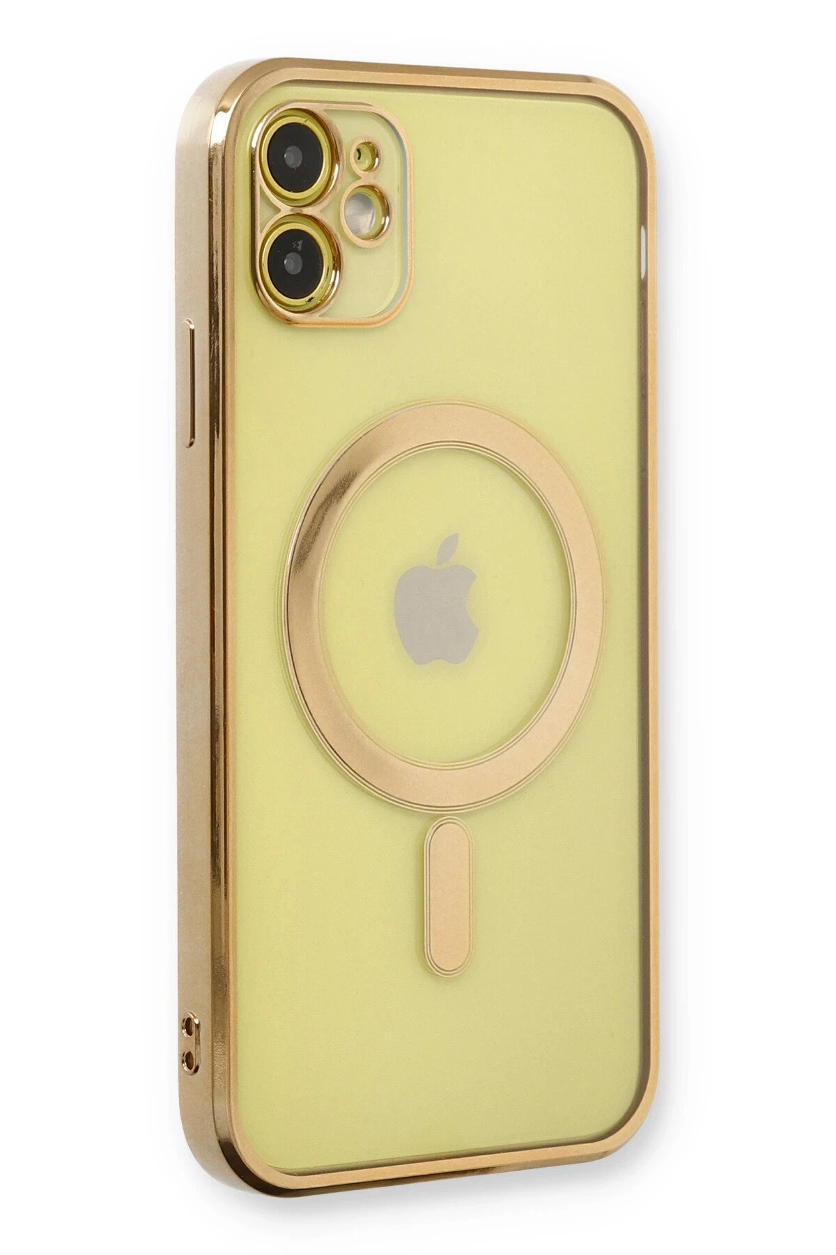 Newface iPhone 12 Kılıf Magneticsafe Lazer Silikon - Gold