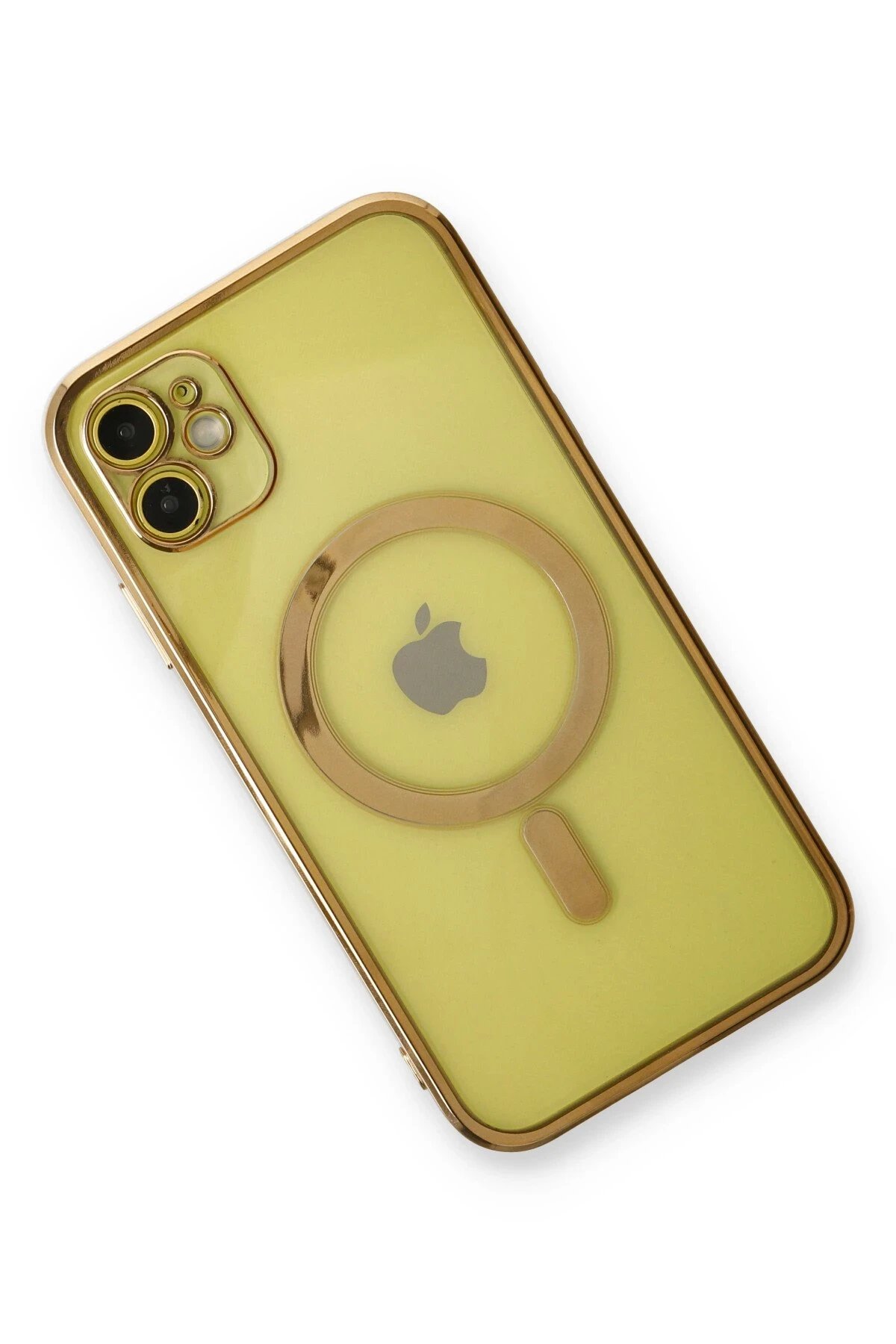 Newface iPhone 12 Kılıf Magneticsafe Lazer Silikon - Gold