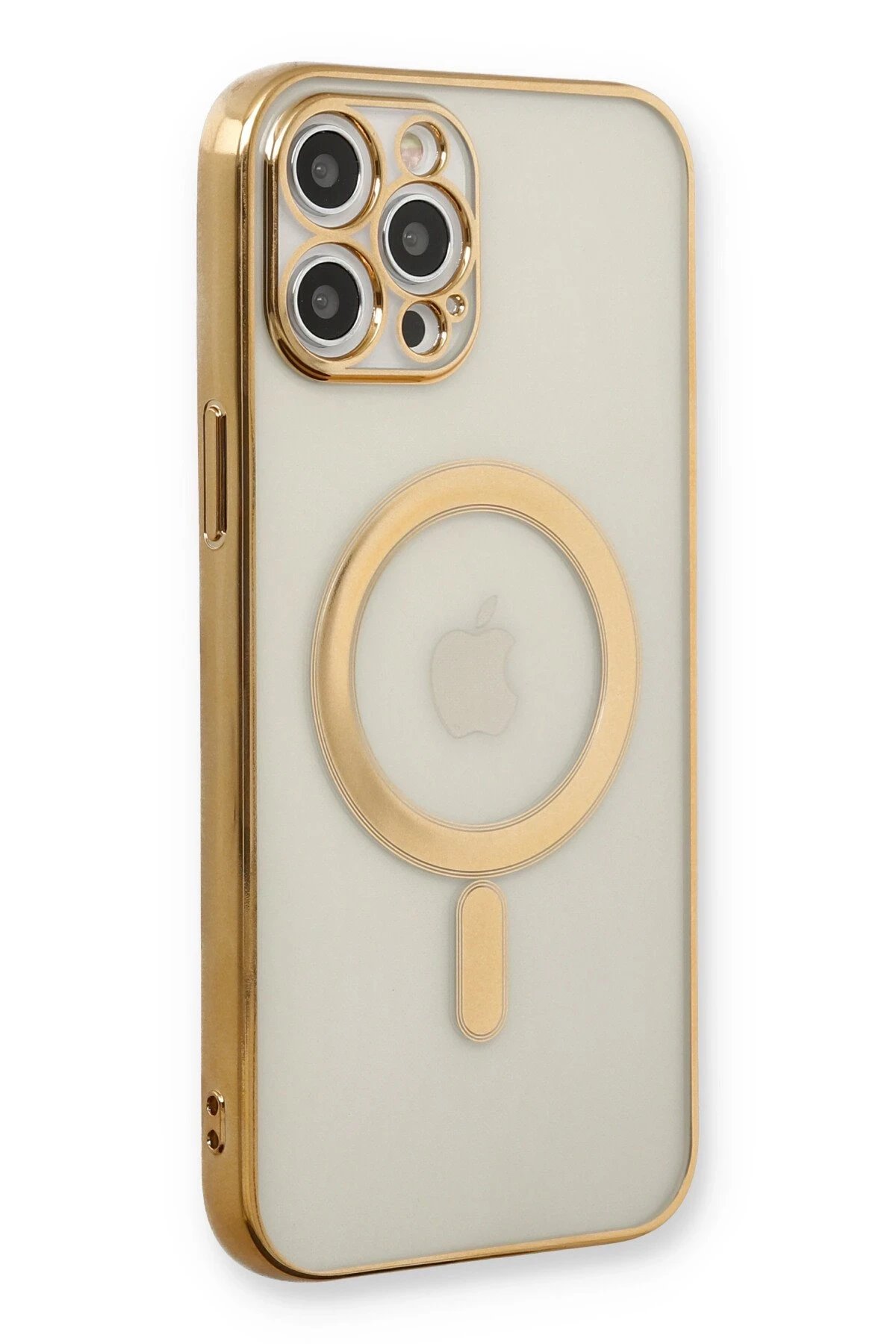 Newface iPhone 12 Pro Kılıf Magneticsafe Lazer Silikon - Gold