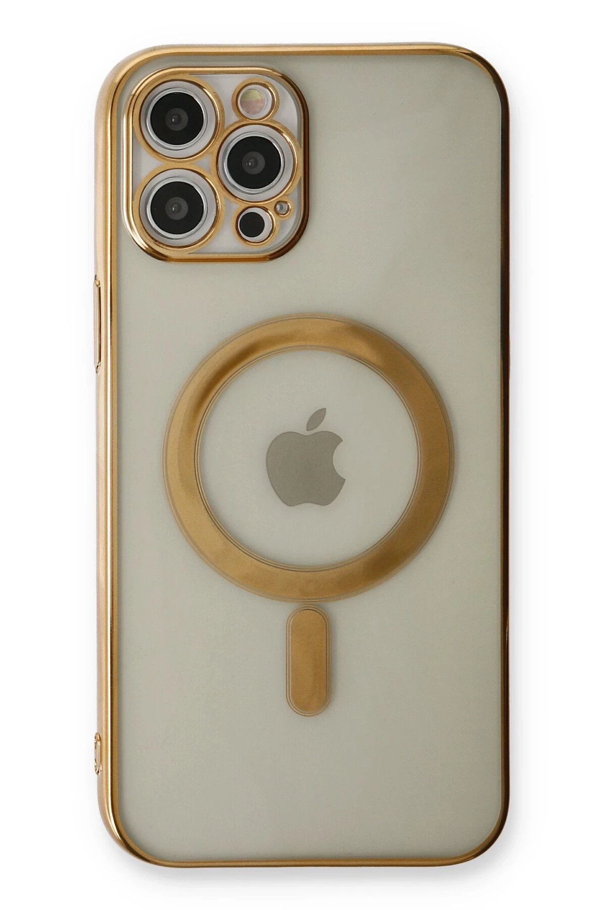 Newface iPhone 12 Pro Kılıf Magneticsafe Lazer Silikon - Gold