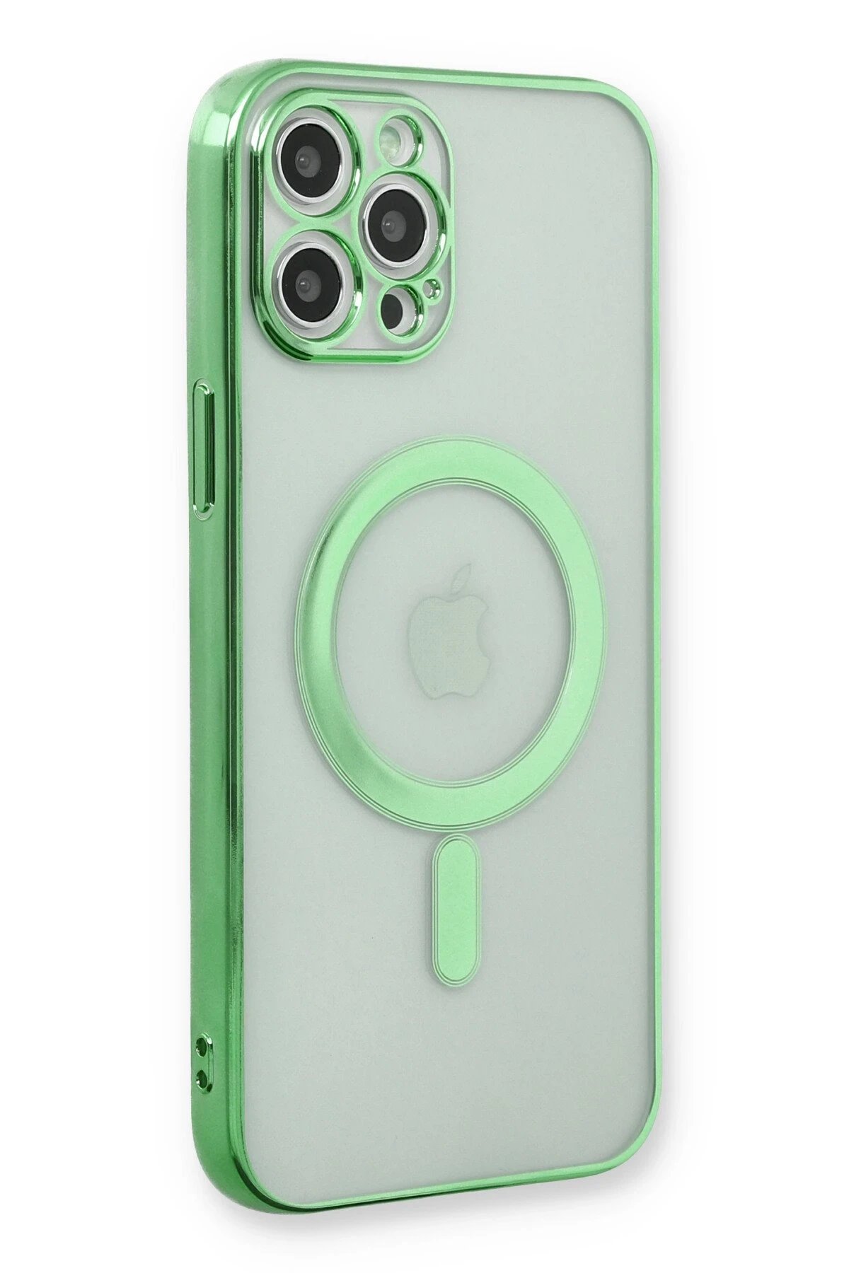 Newface iPhone 12 Pro Kılıf Magneticsafe Lazer Silikon - Haki Yeşil