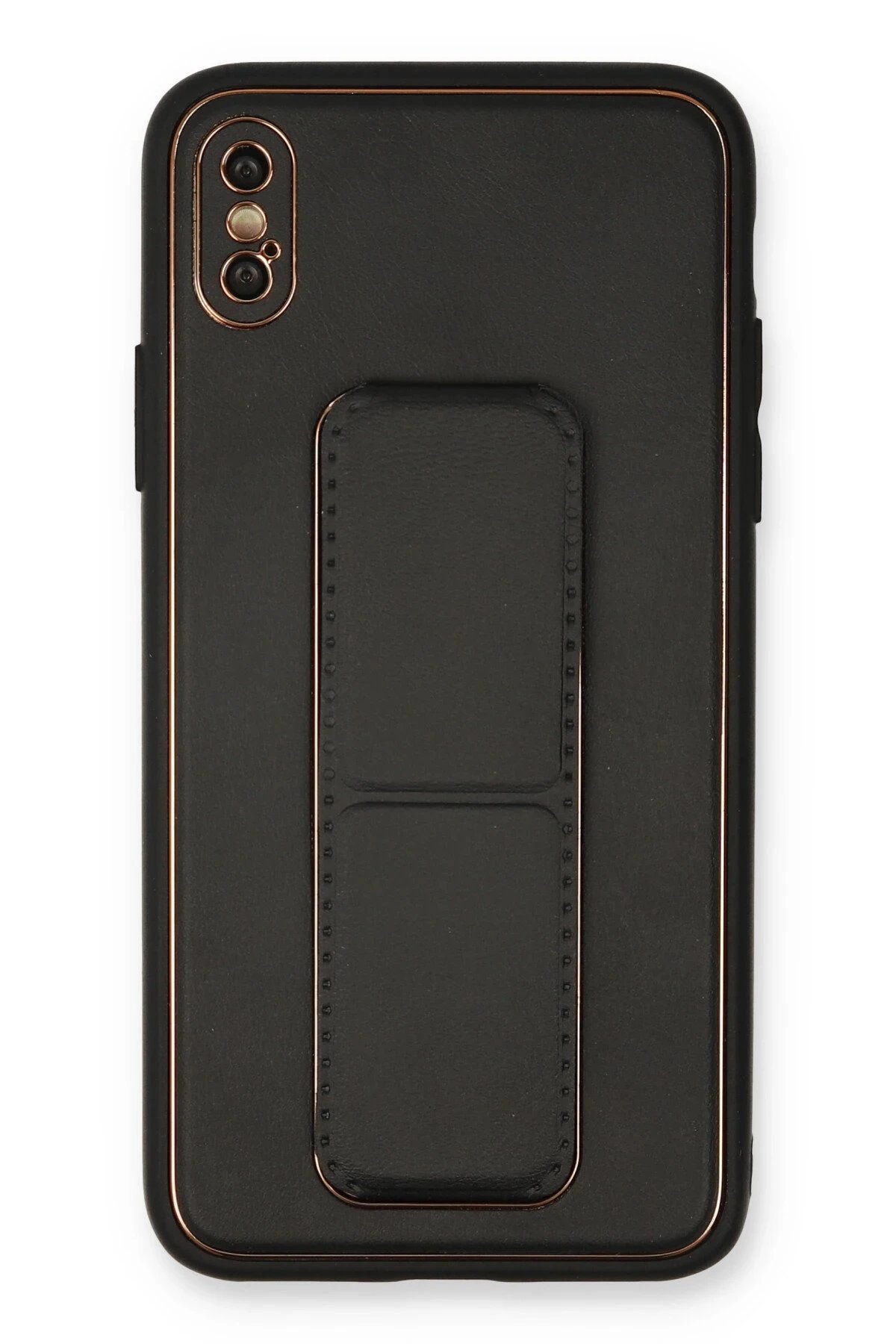 Newface iPhone XS Max Kılıf Coco Deri Standlı Kapak - Siyah