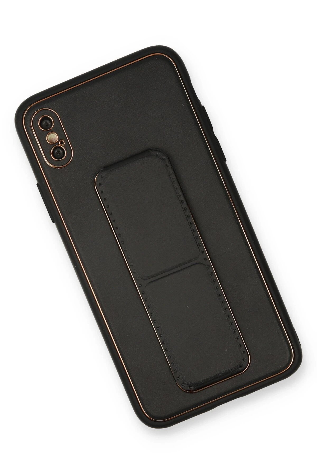 Newface iPhone XS Max Kılıf Coco Deri Standlı Kapak - Siyah