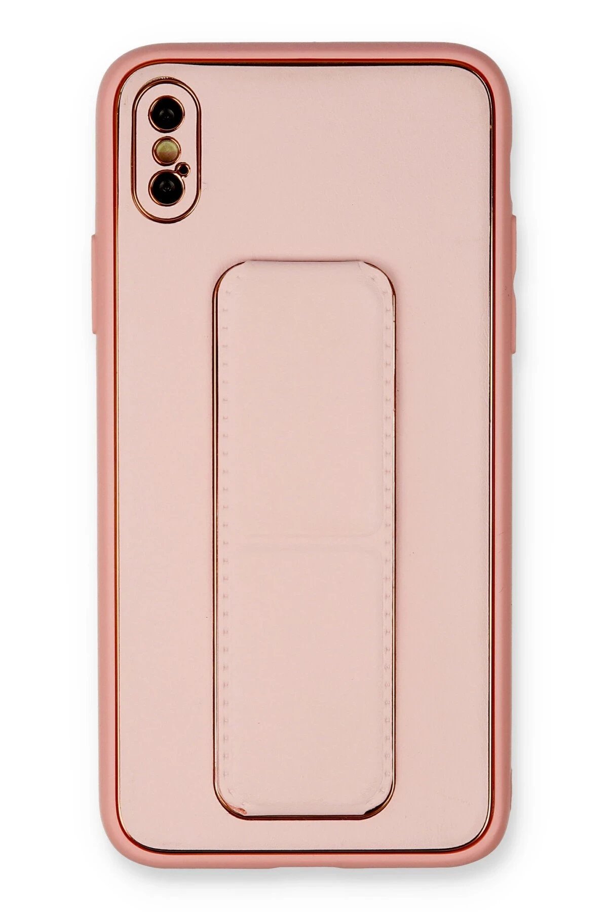 Newface iPhone XS Max Kılıf Coco Deri Standlı Kapak - Pembe