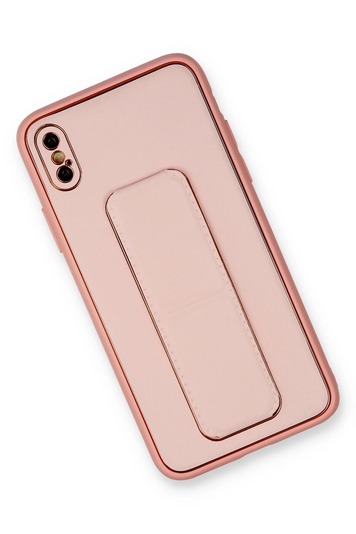 Newface iPhone XS Max Kılıf Coco Deri Standlı Kapak - Pembe