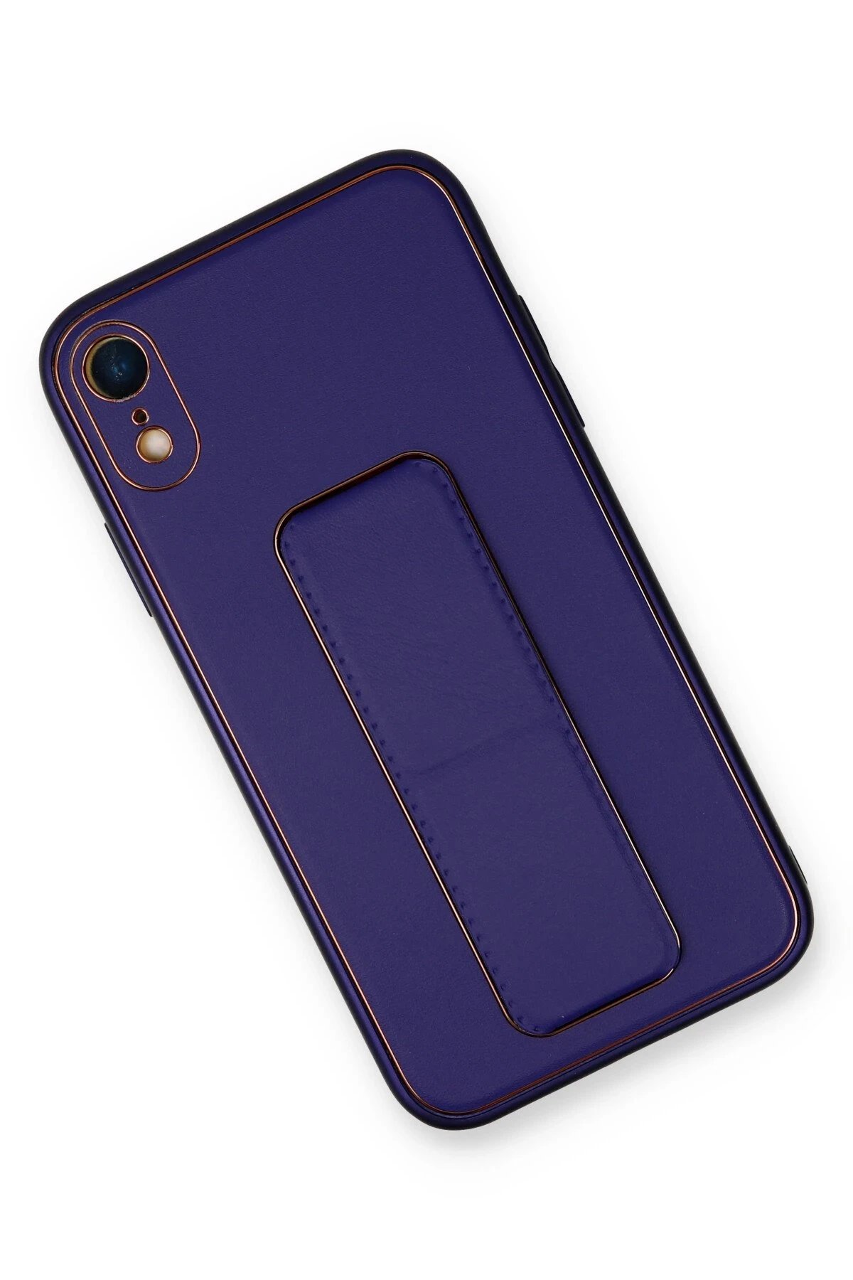 Newface iPhone XR Kılıf Coco Deri Standlı Kapak - Mor