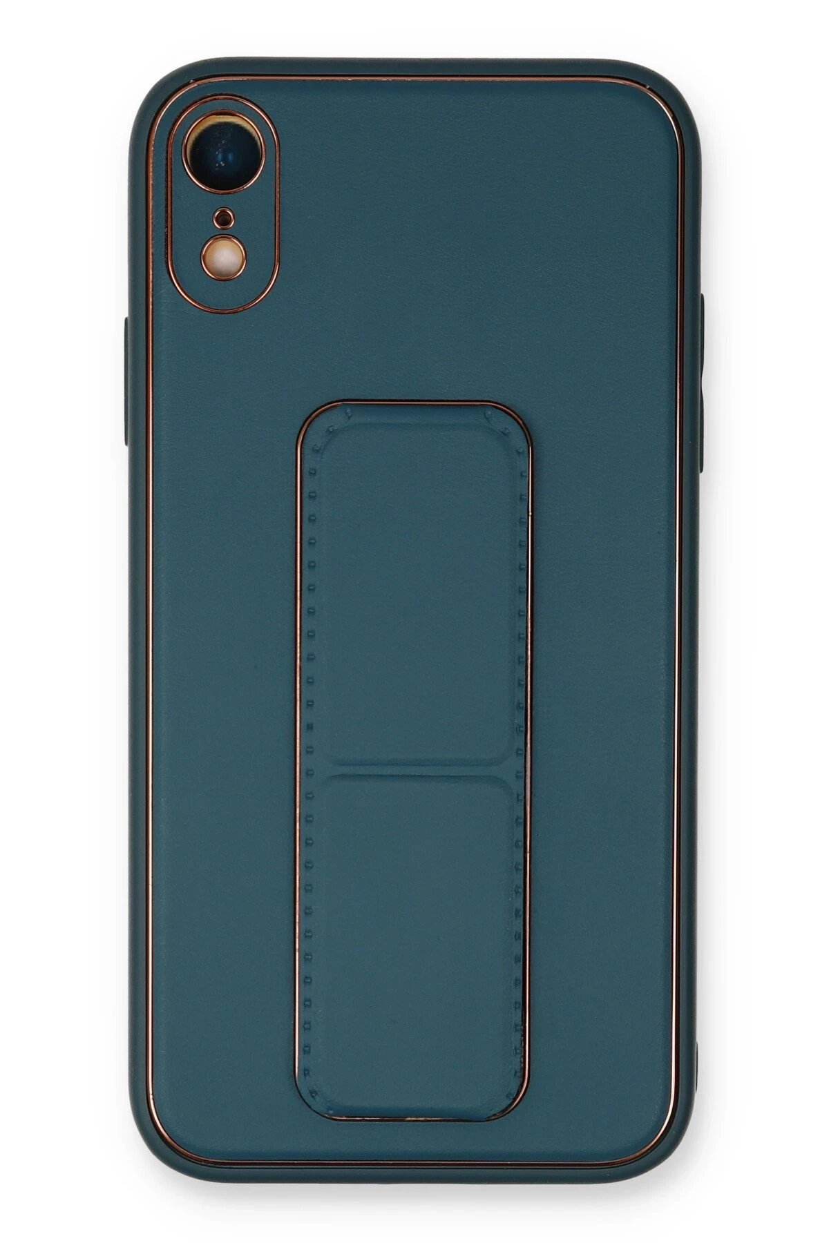 Newface iPhone XR Kılıf Coco Deri Standlı Kapak - Mavi