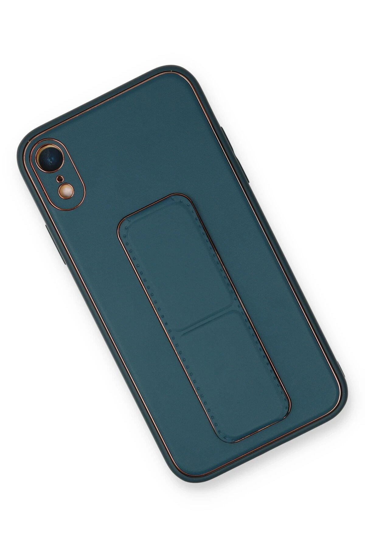 Newface iPhone XR Kılıf Coco Deri Standlı Kapak - Mavi