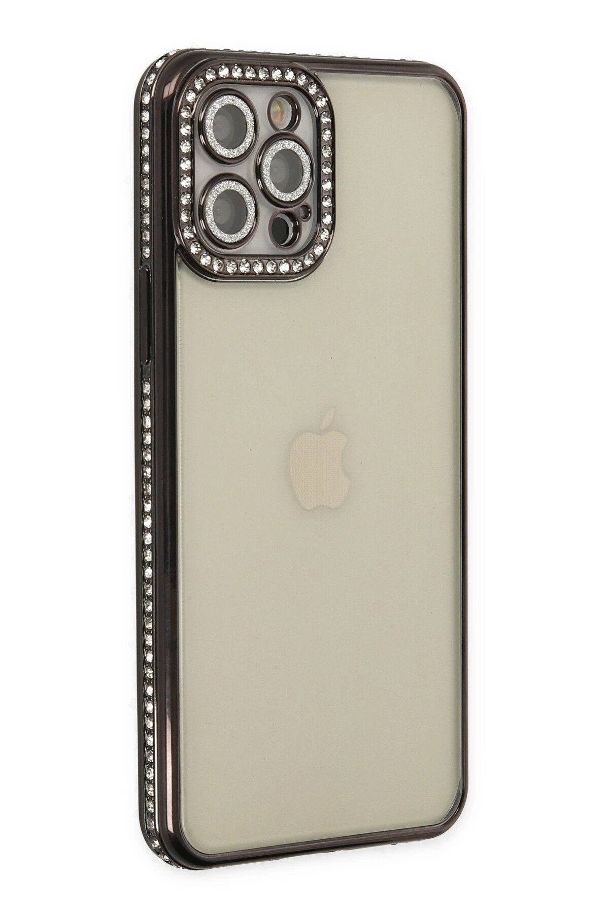 Newface iPhone 12 Pro Kılıf Joke Taşlı Silikon - Siyah