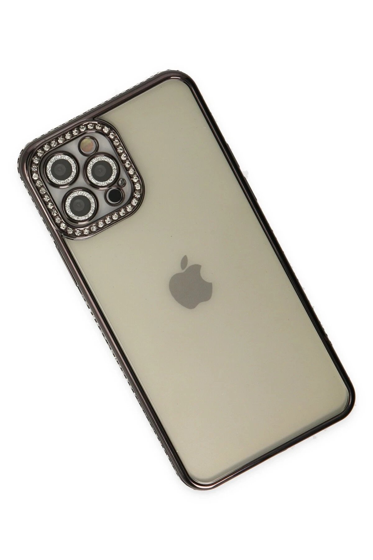 Newface iPhone 12 Pro Kılıf Joke Taşlı Silikon - Siyah