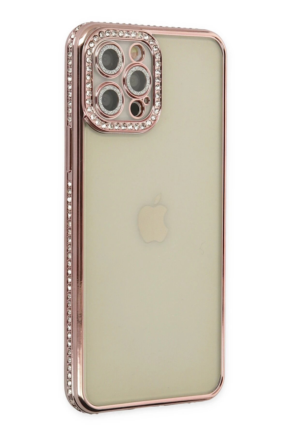 Newface iPhone 12 Pro Kılıf Joke Taşlı Silikon - Pembe