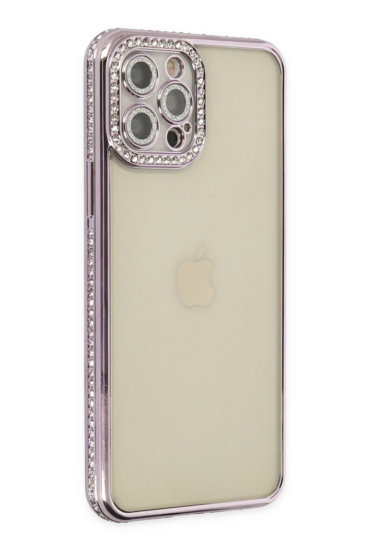 Newface iPhone 12 Pro Kılıf Joke Taşlı Silikon - Mor