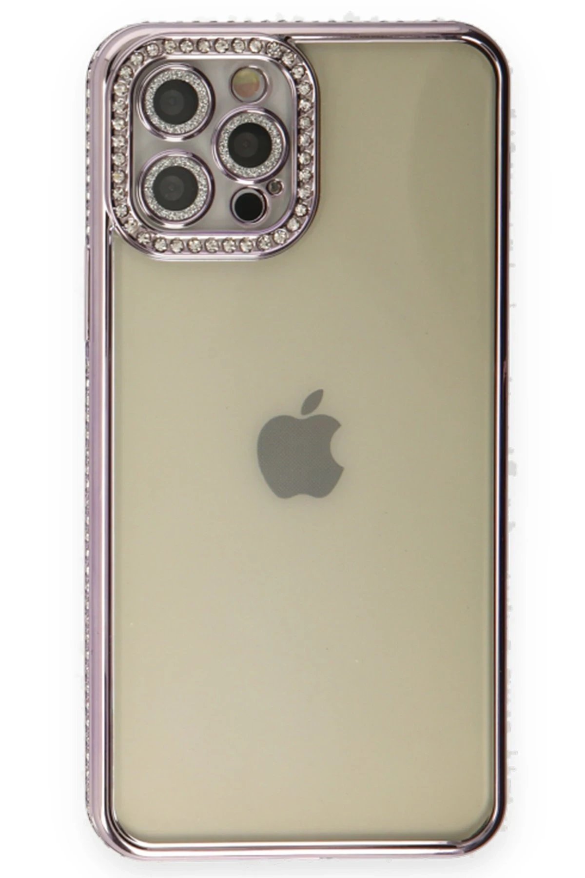 Newface iPhone 12 Pro Kılıf Joke Taşlı Silikon - Mor