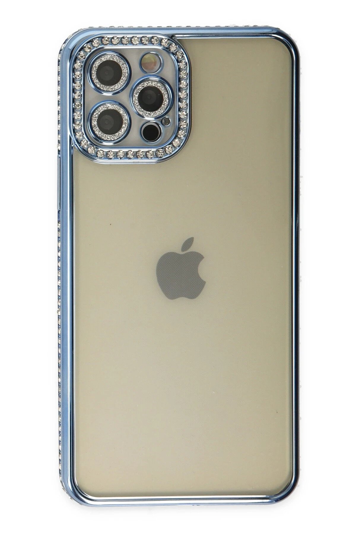 Newface iPhone 12 Pro Kılıf Joke Taşlı Silikon - Mavi