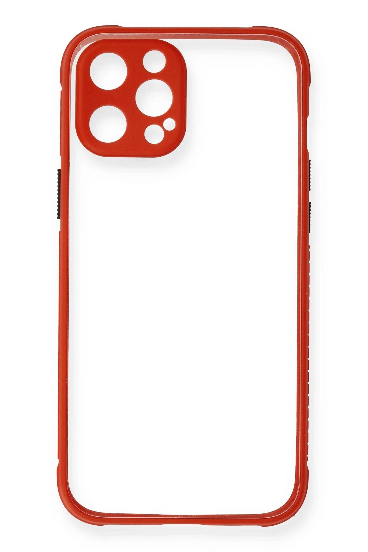 Newface iPhone 12 Kılıf Miami Şeffaf Silikon - Kırmızı