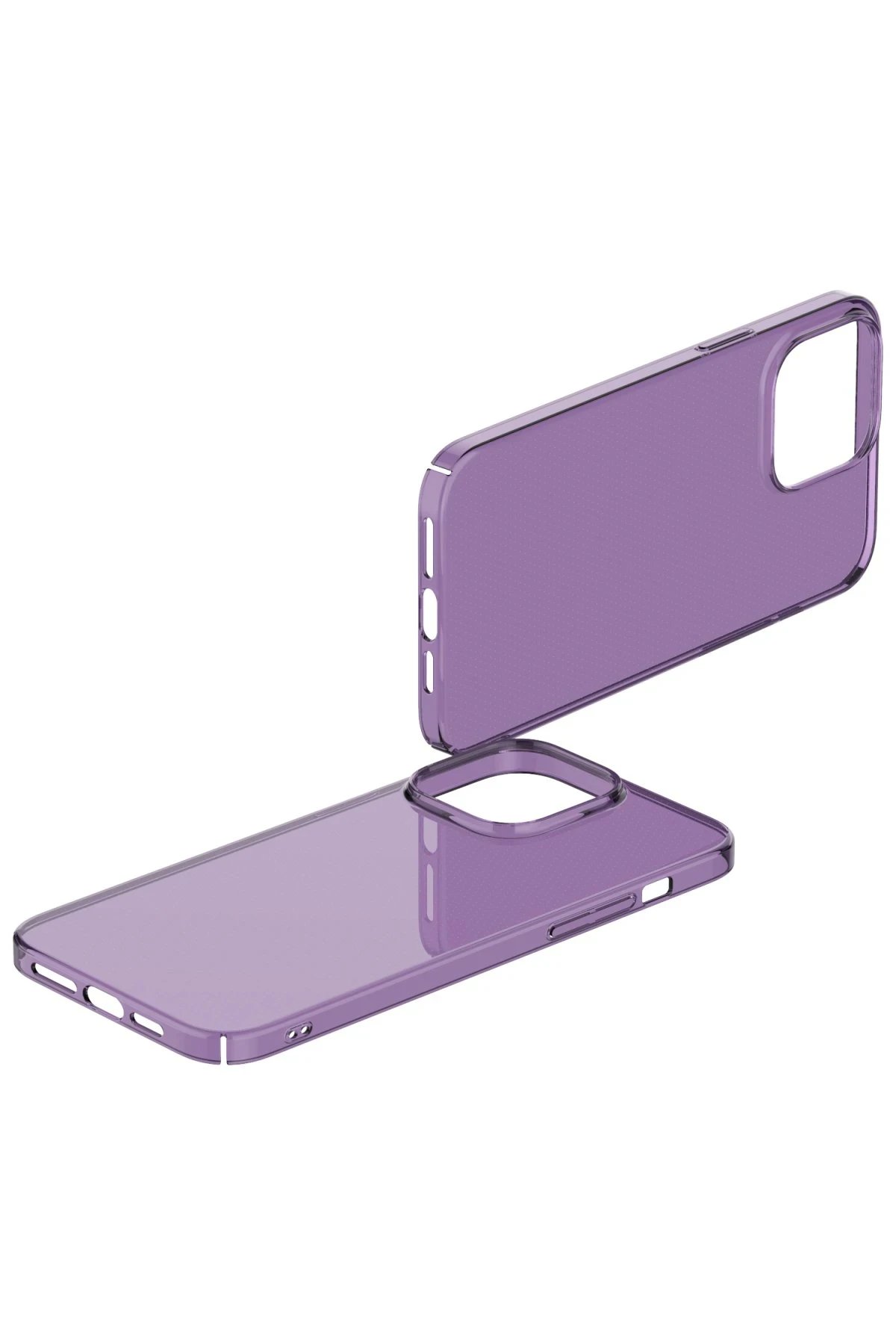 Newface iPhone 13 Pro Max Kılıf Pc Sert Şeffaf Kapak - Mor