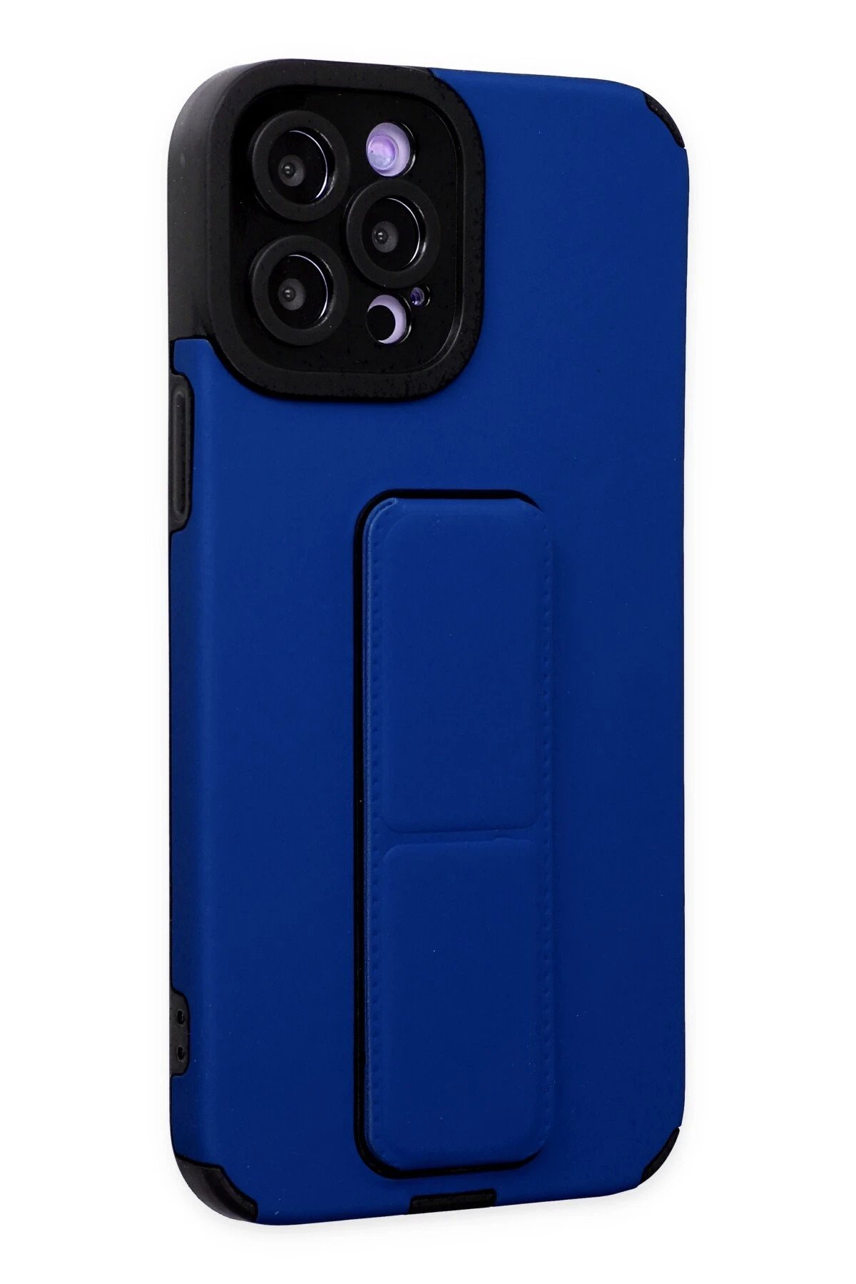 Newface iPhone 12 Pro Max Kılıf Mega Standlı Silikon - Mavi