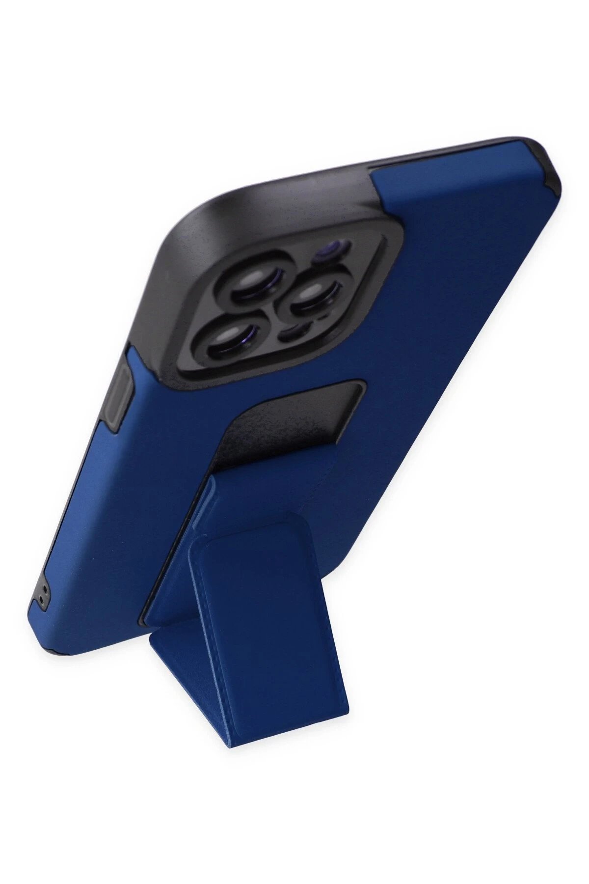 Newface iPhone 12 Pro Max Kılıf Mega Standlı Silikon - Mavi