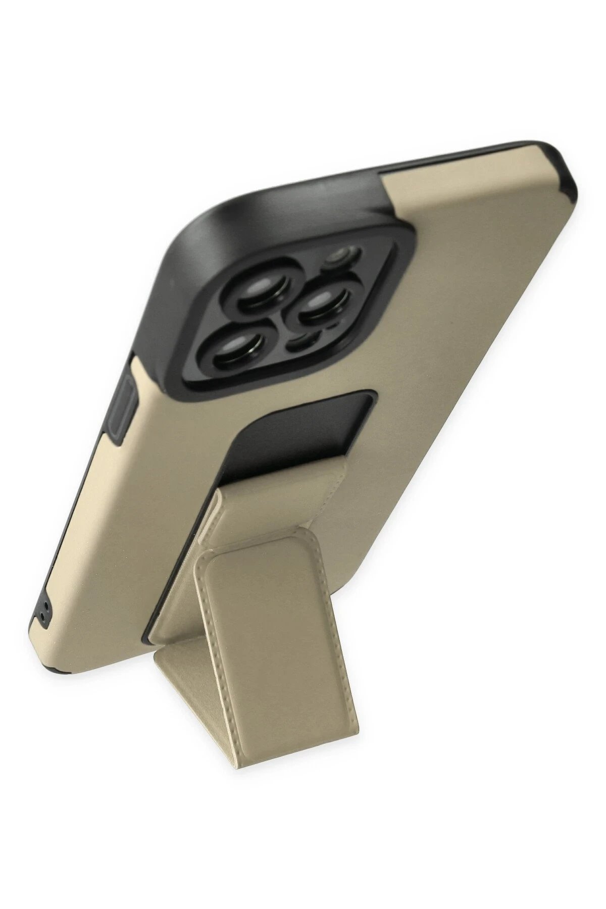 Newface iPhone 12 Pro Max Kılıf Mega Standlı Silikon - Gold