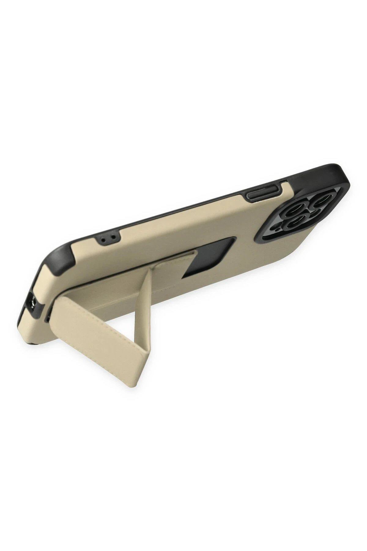 Newface iPhone 12 Pro Max Kılıf Mega Standlı Silikon - Gold