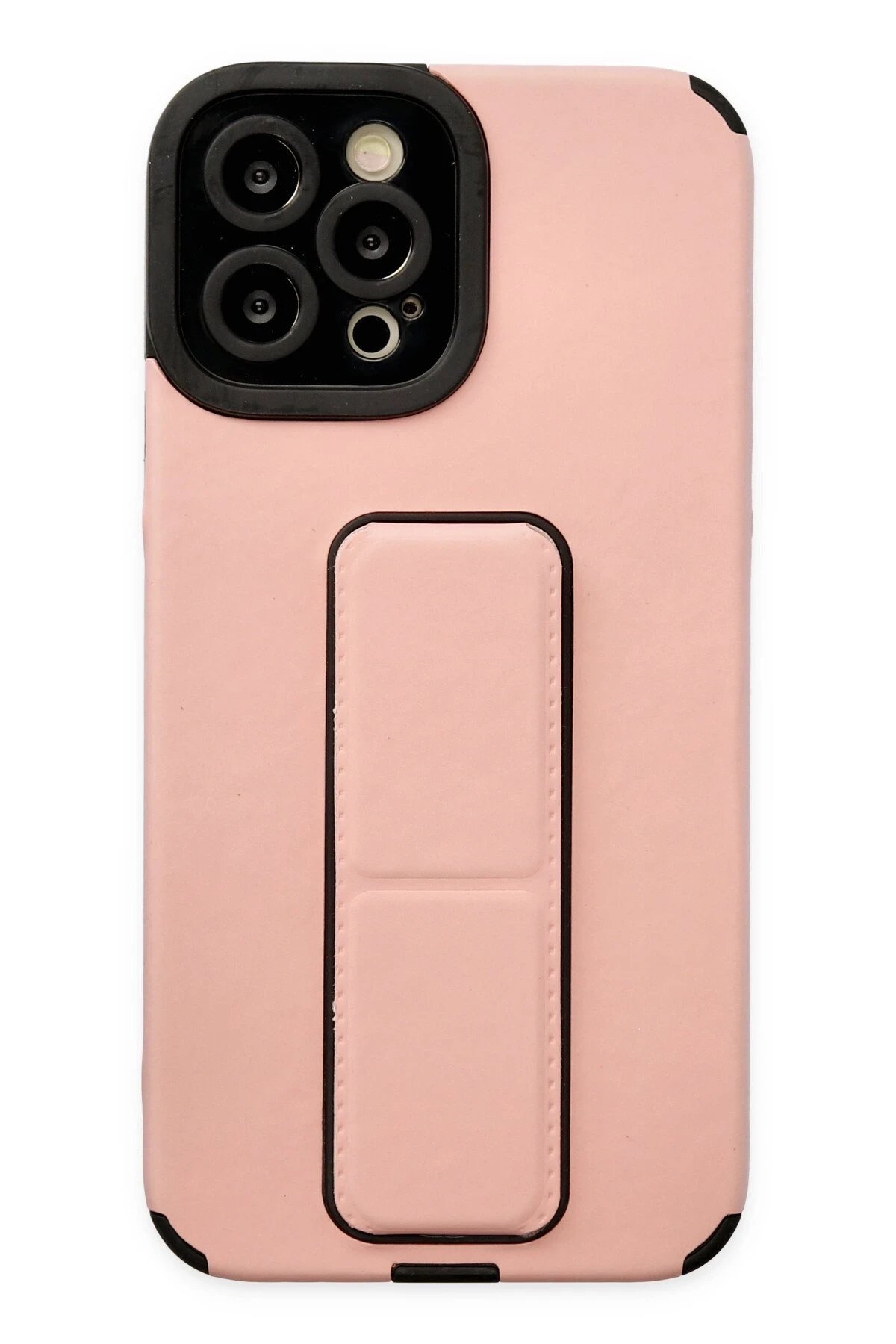 Newface iPhone 12 Pro Max Kılıf Mega Standlı Silikon - Pudra
