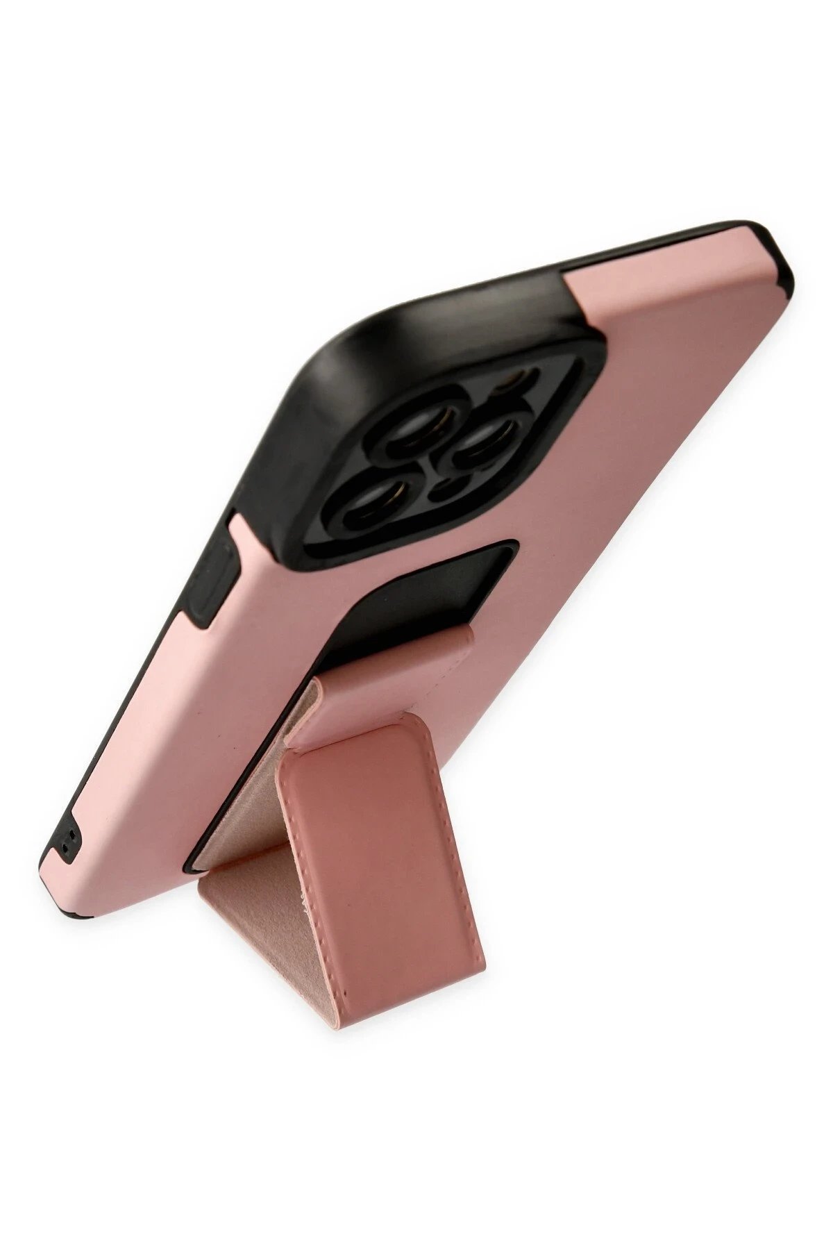 Newface iPhone 12 Pro Max Kılıf Mega Standlı Silikon - Pudra