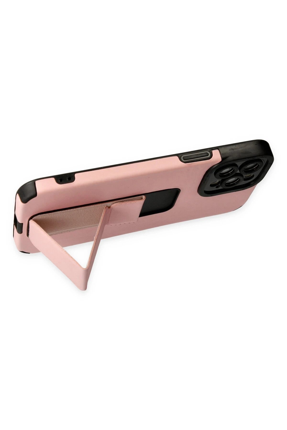 Newface iPhone 12 Pro Max Kılıf Mega Standlı Silikon - Pudra