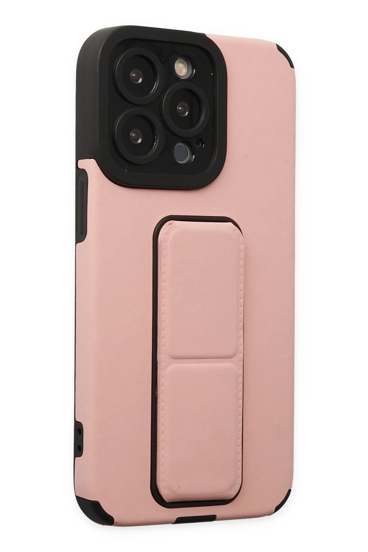 Newface iPhone 13 Pro Max Kılıf Mega Standlı Silikon - Pudra