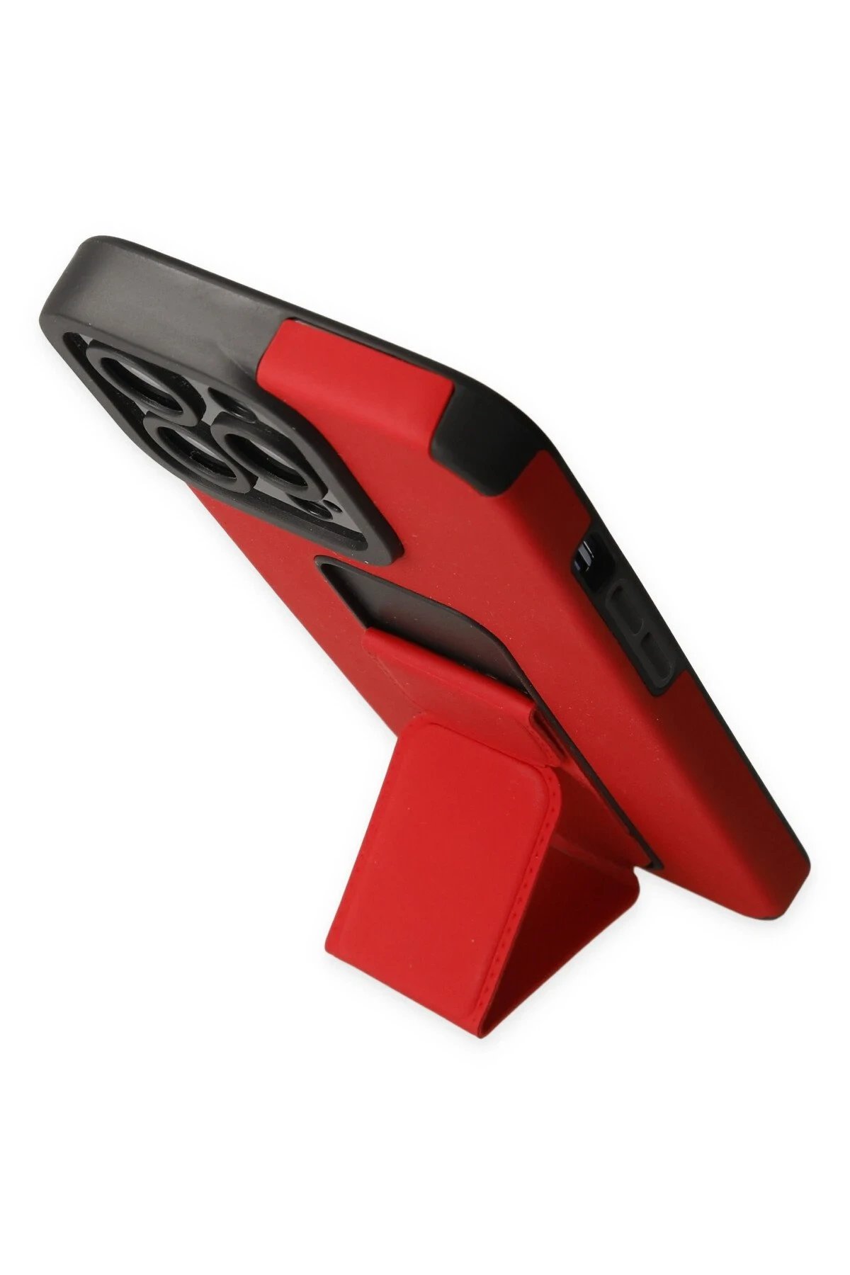 Newface iPhone 13 Pro Max Kılıf Mega Standlı Silikon - Kırmızı