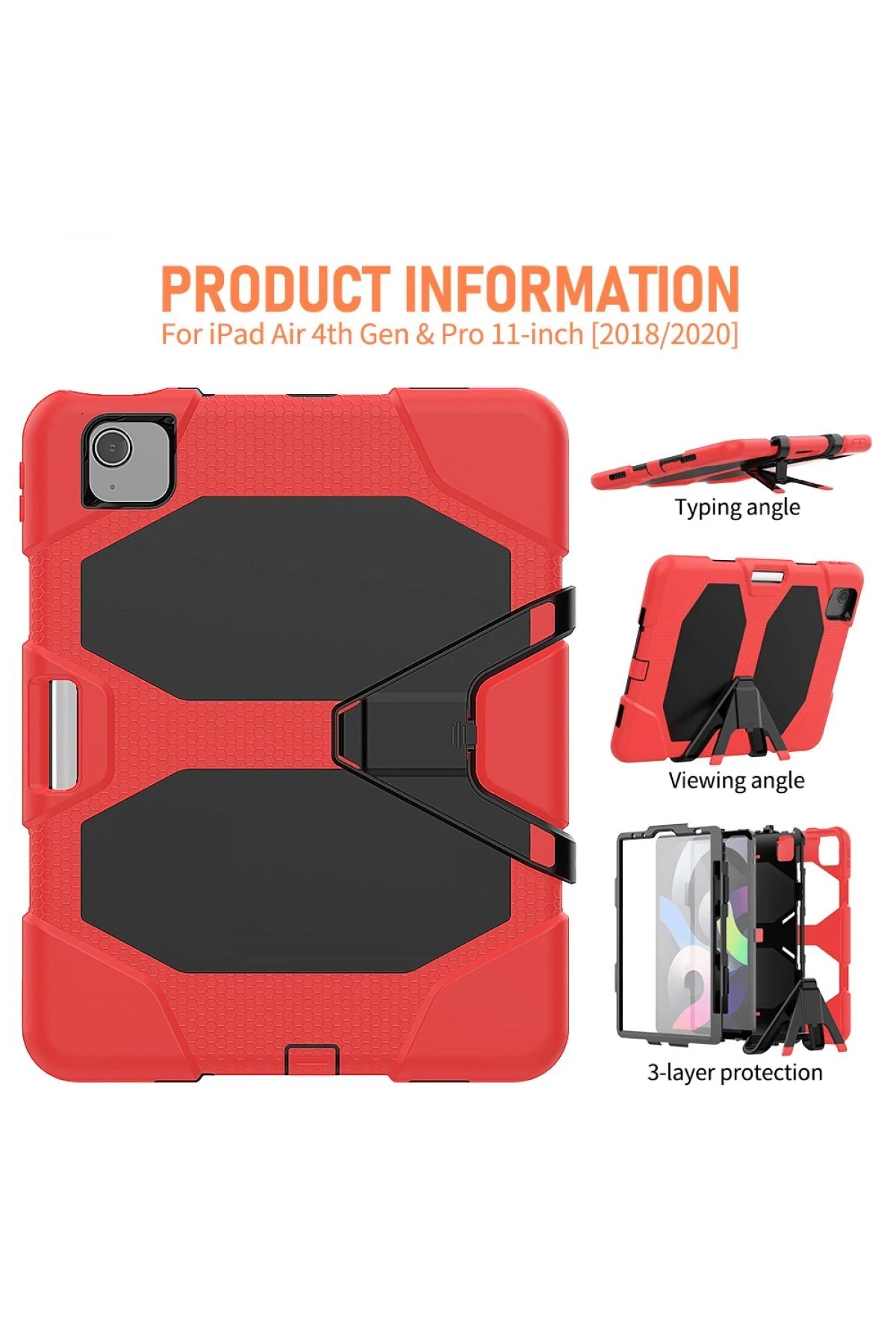 Newface iPad Pro 11 (2020) Kılıf Griffin Tablet Kapak - Kırmızı