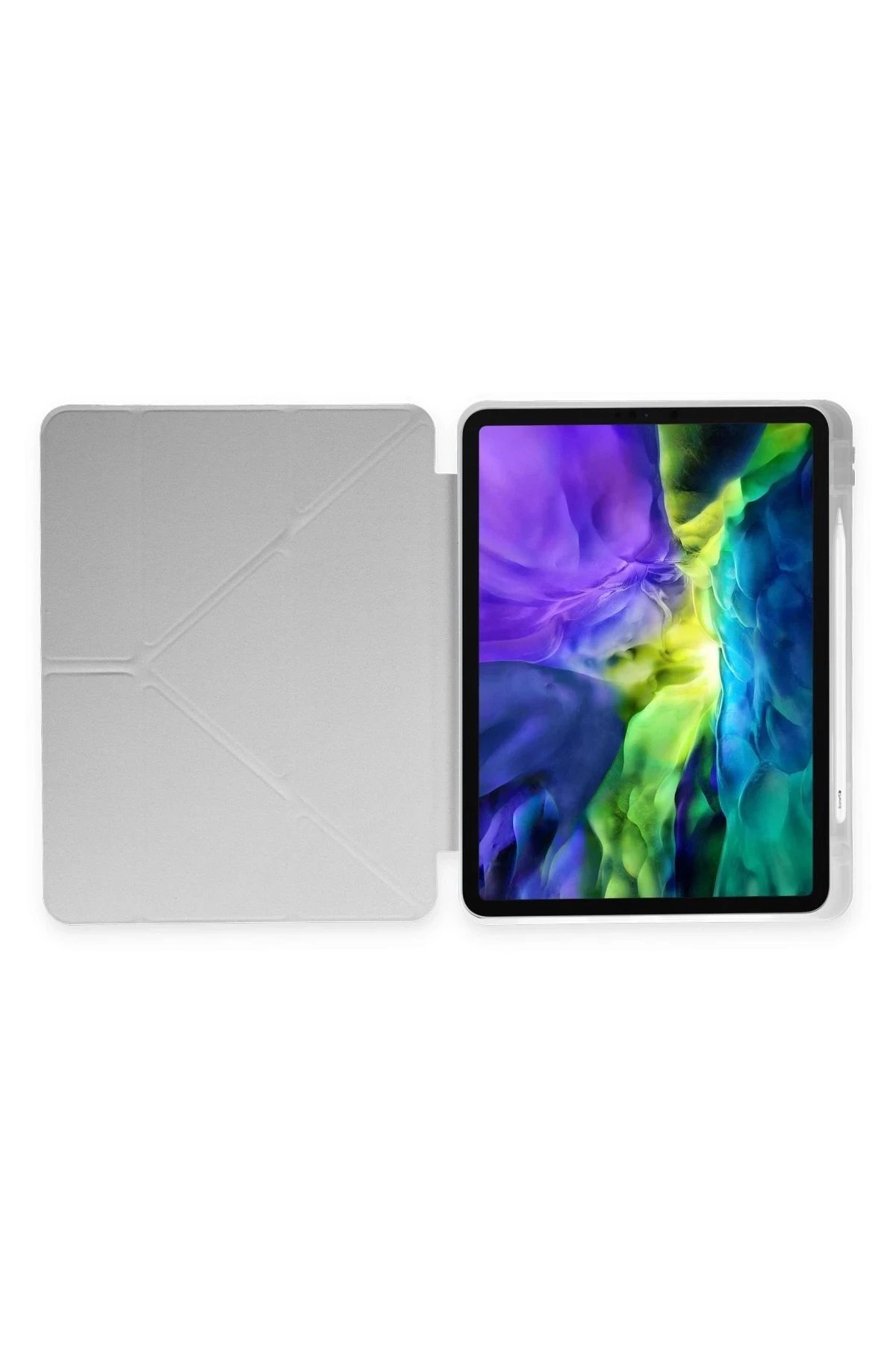 Newface iPad 10.2 (8.nesil) Kılıf Kalemlikli Mars Tablet Kılıfı - Gri