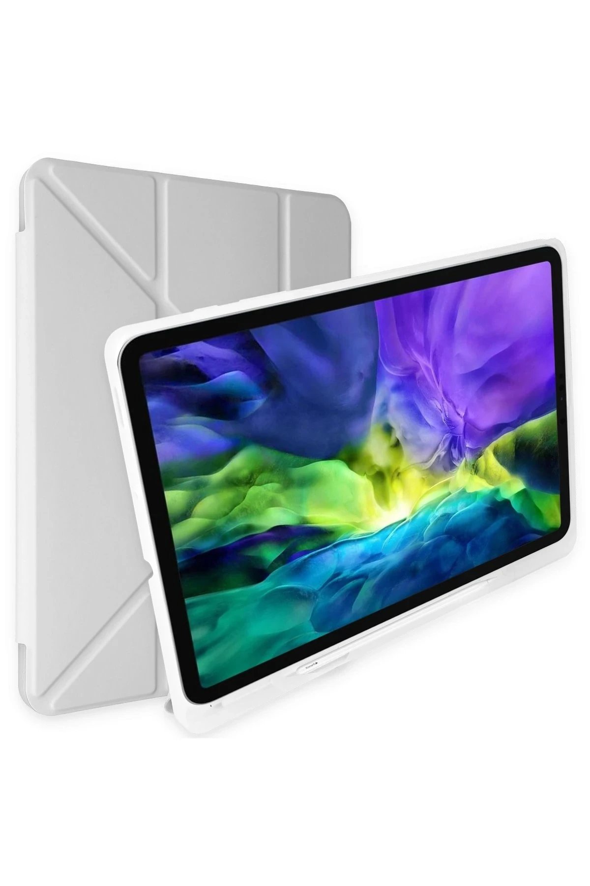 Newface iPad 9.7 (2018) Kılıf Kalemlikli Mars Tablet Kılıfı - Gri
