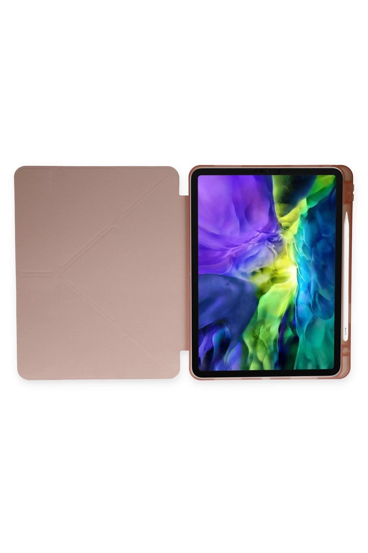 Newface iPad Pro 12.9 (2021) Kılıf Kalemlikli Mars Tablet Kılıfı - Rose Gold