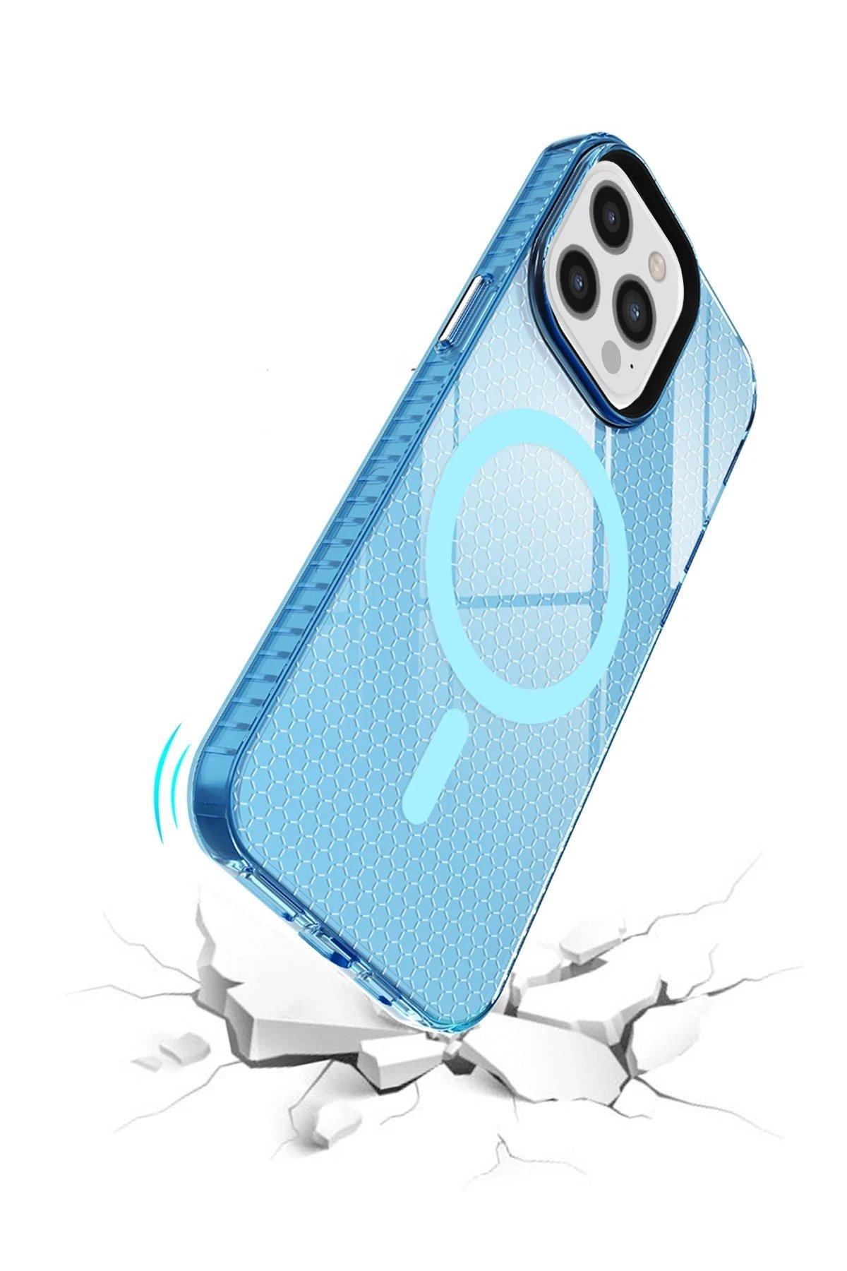 Newface iPhone 12 Pro Max Kılıf Beta Magneticsafe Silikon - Mavi