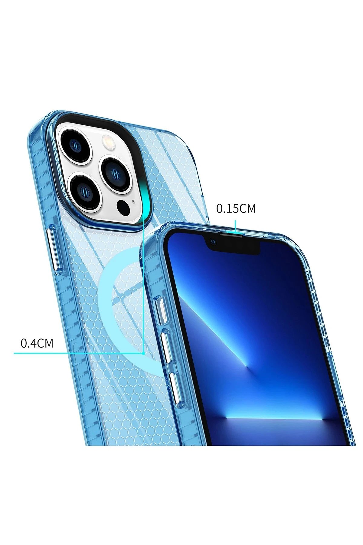 Newface iPhone 13 Pro Max Kılıf Beta Magneticsafe Silikon - Mavi