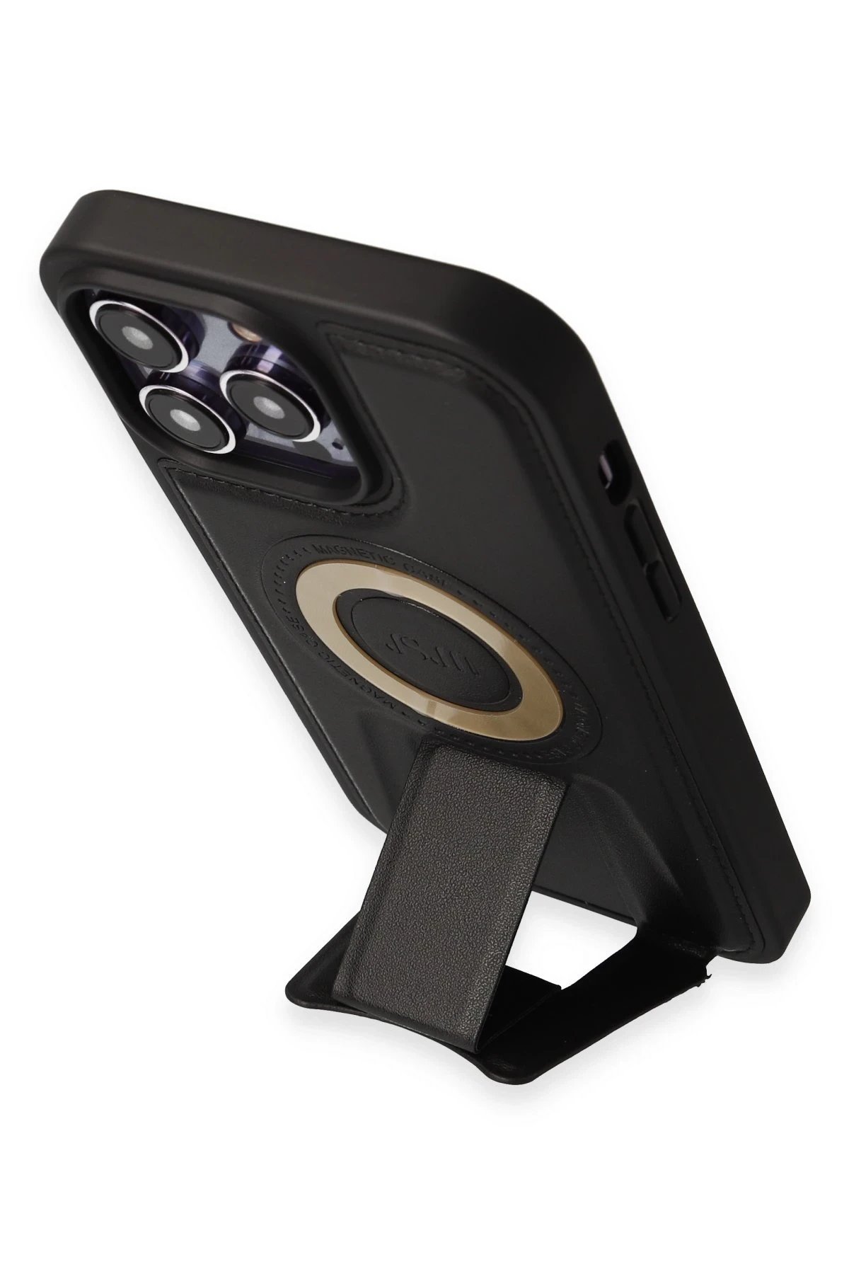 Newface iPhone 14 Pro Kılıf Merkür Magneticsafe Standlı Kapak - Siyah